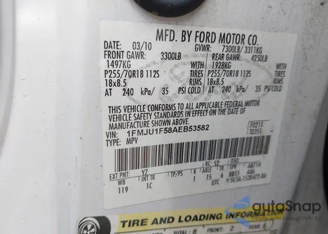 2010 Ford Expedition Xlt z USA, uszkodzony, nr VIN 1FMJU1F58AEB53582